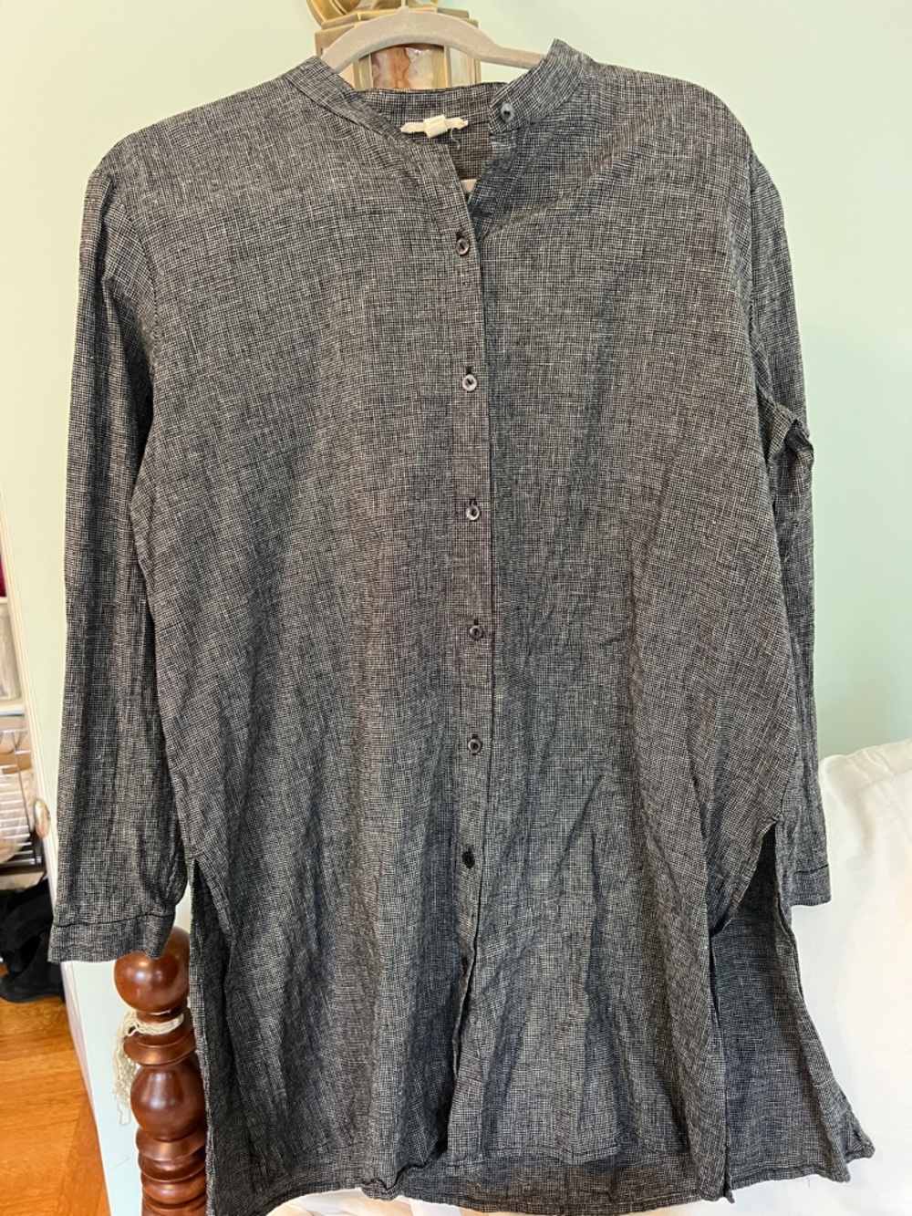 Eileen Fisher Black and White Textured Tunic Top